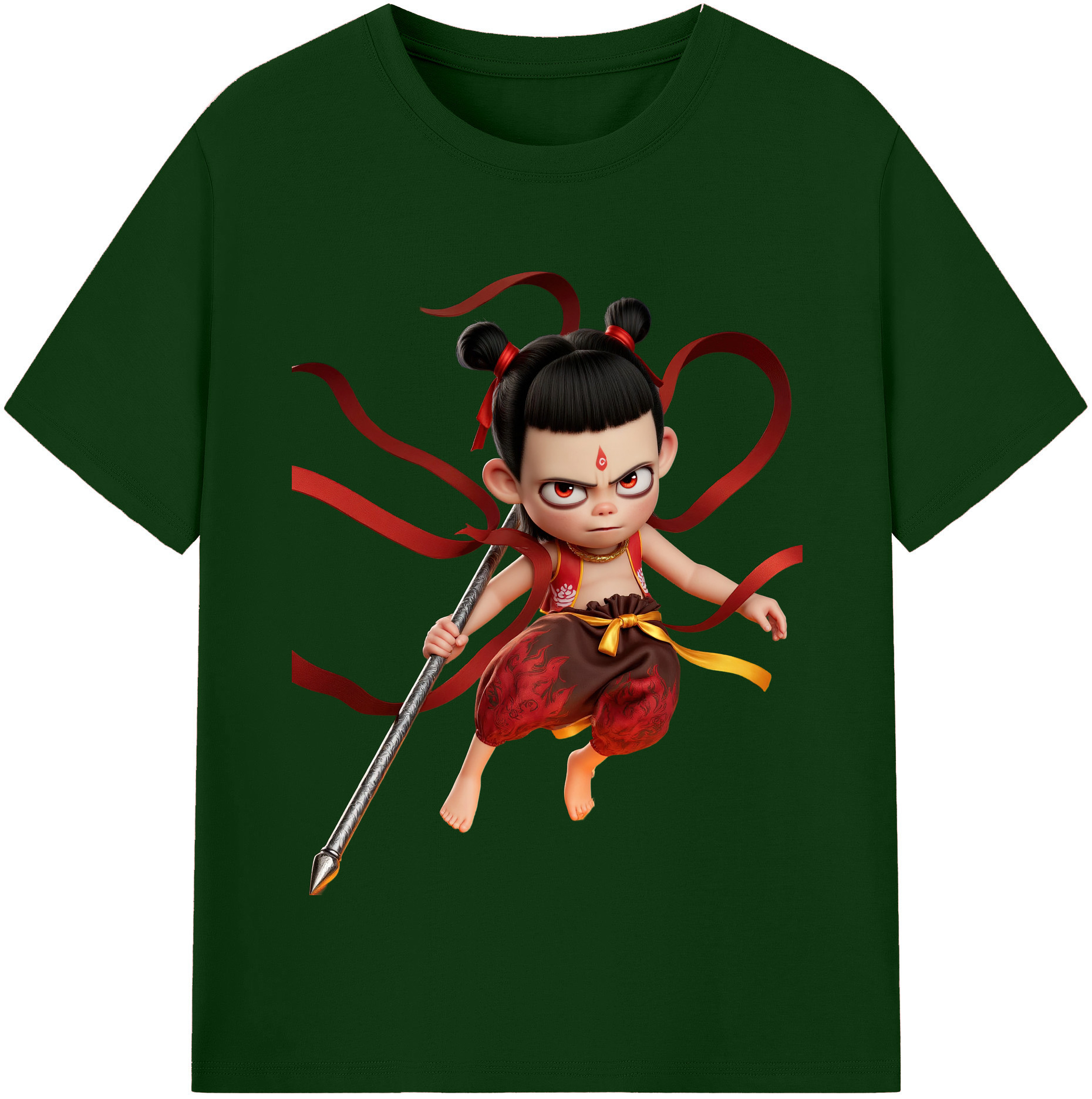 （画像用） Ne Zha 2 ナタ 魔童の大暴れ 綿100％半袖Tシャツ（フロントプリント）